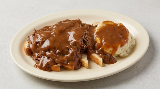 Open Faced Roast Beef Sandwich.
