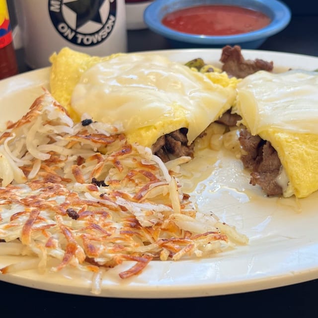 Philly Cheesesteak Omelet.
